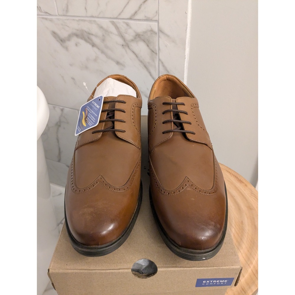 Clarks Whiddon Wing Mens Dark Tan Leather Wingtip Oxford Dress Shoes -‎ Size 14M - Picture 2 of 6